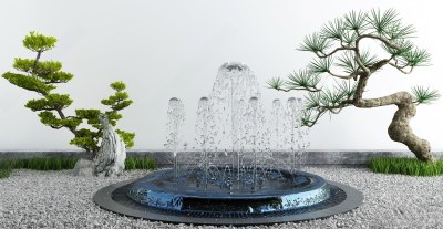现代喷泉3D模型下载